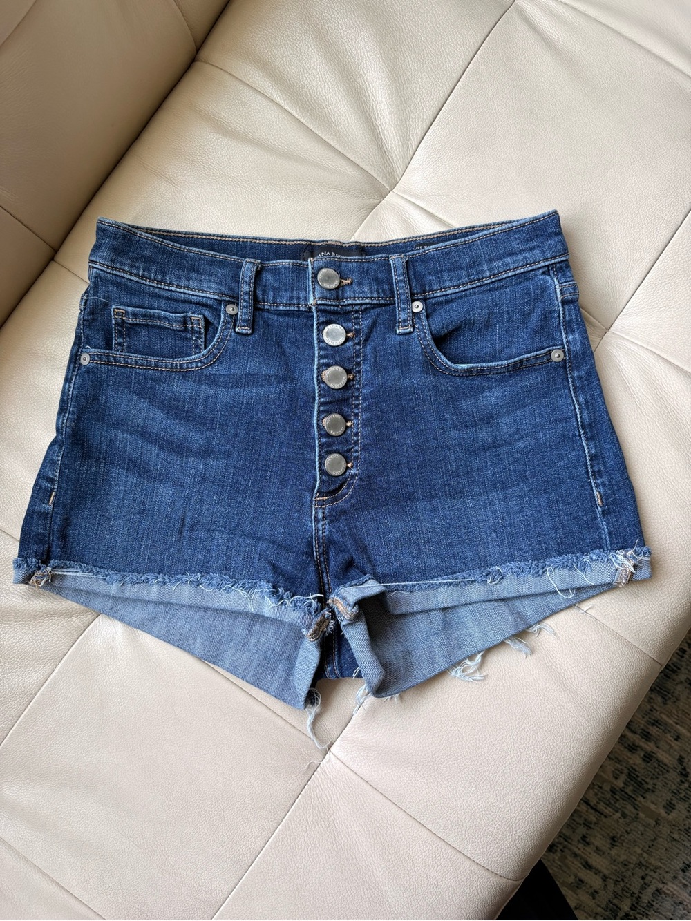 BANANA REPUBLIC High-Rise Dark Blue Denim Shorts with Button Fly